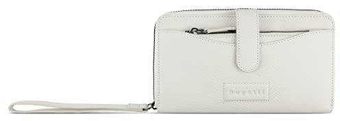 bugatti Elsa portefeuille zippé XL avec protection RFID, porte-monnaie en cuir, blanc