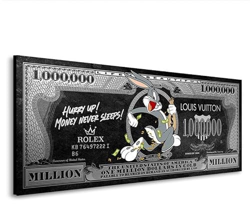 Kunstgestalten24 Leinwandbild Bunny Dollar Comic Pop Art Dollar Wandbild Kunstdruck Wanddeko