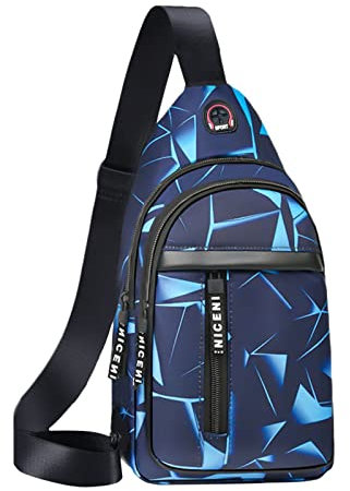 Youyu77 Schwarze Jogginghose Damen Mit Taschen Klassische Umhängetasche aus Nylon, Umhängetasche, Crossbody-Geldbörsen für Männer oder Frauen Stern Moon-Tasche (Blue, One Size)