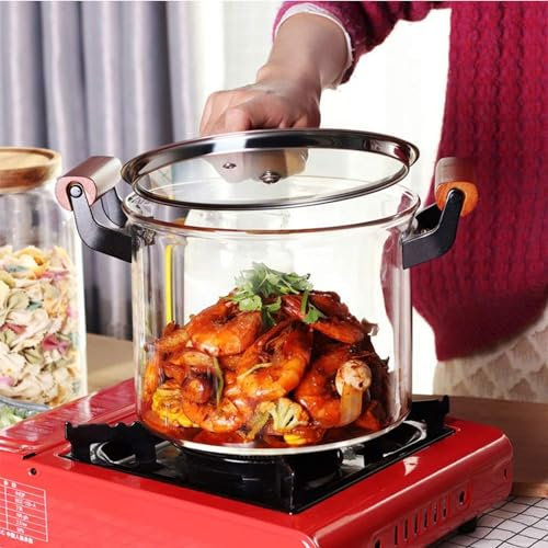 Olla De Cristal para Sopa - Olla para Sopa, Olla para Sopa con Tapa, Olla para Sopa De Vidrio Transparente Resistente Al Calor con Alto Contenido De Borosilicato De 5 litros