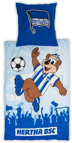 Hertha BSC Berlin Bettwäsche ** Herthinho ** in 135 x 200 cm und 80 x 80 cm, Baumwolle, Reißverschluss