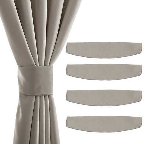 PONY DANCE Gardinen Raffhalter Magnetisch Gardinenhalter Raffhalter für Verdunkelungsvorhang Raffhalter für Vorhang Halterung mit Magneten, 47x10 cm, Sandfarben