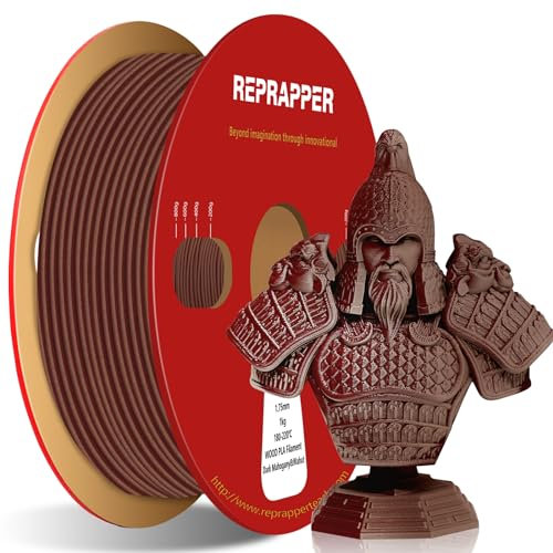 RepRapper Wood PLA Filament 1.75mm - Echtholzfaser Filament Dunkles Mahagoni & Walnuss - Holz PLA mit Natürlicher Holzmaserung (+/- 0,03 mm) - 1kg Kardanspule - für alle FDM Drucker
