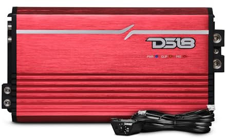 DS18 FRP-3.5K/RD 1-Channel Amplifier 3,500 Watts RMS @ 1-Ohm, Compact Full-Range Class D, High Efficiency, Monoblock Amplifier Great for Bass, Mids, or Highs, Certified Dyno Results, Red