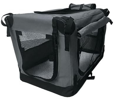 Reisebox Premium Anthrazit S (60 cm) – Nylon-Softbank – faltbar – leichte Hundebox – Autobox Transportbox