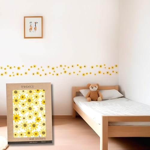 Decorative Wall Stickers | Flower Wall Sticker | Wallpaper Effect | Decorative Detail | 32 Pieces | TRESXICS (Yellow)