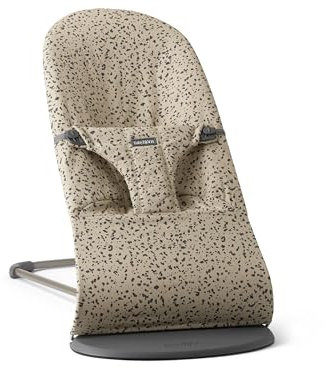 BabyBjörn Babywippe Bliss, Gewebt, Beige/Dunkelgrauer Print