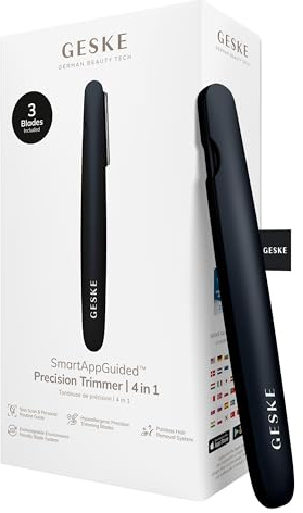 GESKE Precision Trimmer | 4 in 1 Trimmer zur Haarentfernung | SmartAppGuided™ | Einfachen Haarentfernung | Für große & kleine Flächen | Hygienisch & leicht austauschbare Klingen