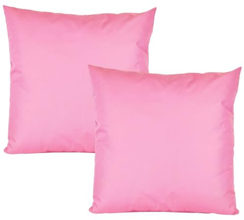 JACK 2er Set Outdoor Kissenhülle Kissenbezug 50x50cm Wasserfest Sitzkissen Lounge Kissen Garten Stuhl Lotus Effekt, Farbe:Rosa