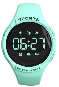 Montre Enfant Fille Montre Digitale Enfant IP67 Montre Eyanche Chronomètre Podometre Marche Ado Femme Non Connectée avec Alarme Sport avec Bracelet en Silicone