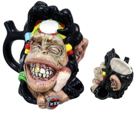Vastu Novelty Chimp Monkey Wake Up and Bake Up Coffee Cup - Multifunctional Drinking Mug - Rasta Edition