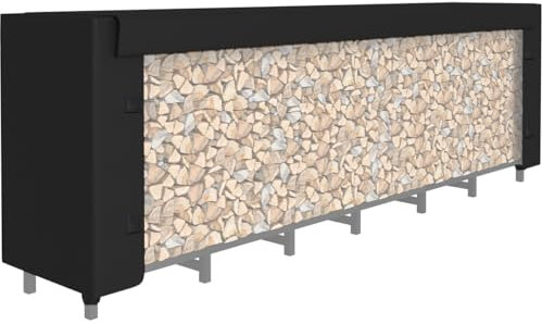 Tikimilor 8FT Firewood Rack Cover for Indoor Outdoor, Waterproof Weatherproof Pile Cover for Fire Wood, Wood Log Holder Rack Cover, Black (Frame Not Include)