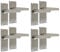 Satin Nickel Straight Door Handle Set - Victorian Style Internal & External Lever Door Handles with Backplate 118mm x 42mm Sets (4 Pair of Latch Handles)