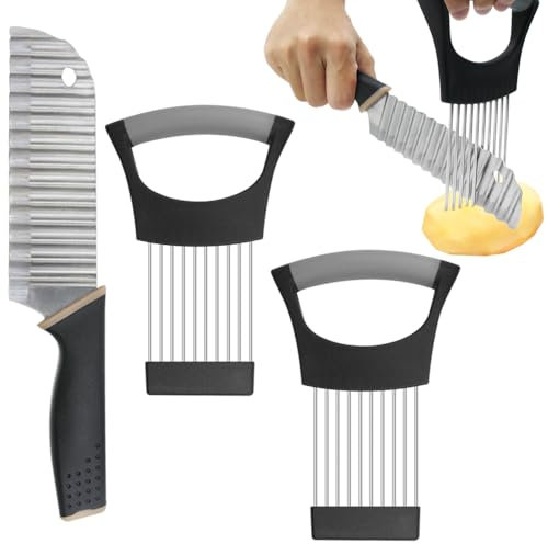 YuCool Wellenschneider, Wellenschneider Gemüse, Scharfes, stabiles und leicht zu schneidendes Wellenmesser für Gemüse, Salat und Pommes Frites für Pommes Kartoffeln Gemüse Obst Gurken