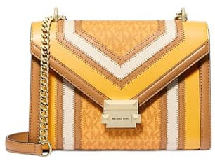 Michael Kors Whitney Schultertasche mit Color-Block und Signatur-Logo, mittelgroß, Goldener Stab