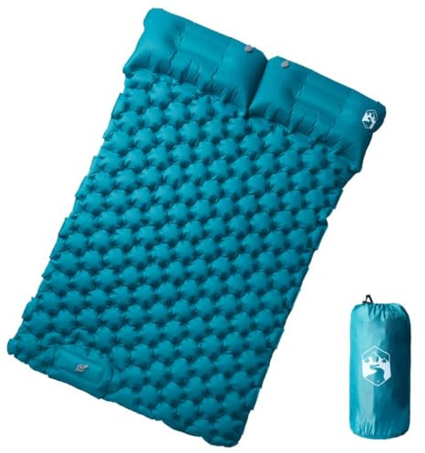 Lauuoeriau Outdoor-Freizeit, Camping & Wandern, Isomatten, selbstaufblasende Campingmatratze mit Kissen, 2 Personen, Blau