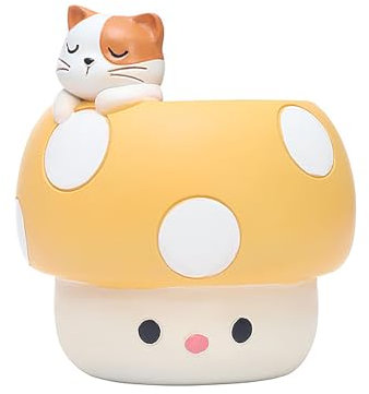 Tomotato Pilz-Übertopf, Deko-Topf, Pilzvase für Zimmerpflanzen, niedliche Pilz-Dekoration, Sukkulenten-Blumentopf, Mehrzweck-Briefpapierhalter, Wohnzimmer, Büro, Tischdekoration (Gelb)