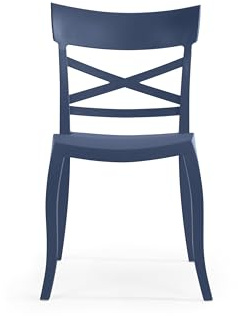 PAPATYA XSera-S 1er-Set Designer- Kunststoffstuhl, 200 kg belastbar, Leichter stapelbar Gartenstuhl, wetterfester Balkonstuhl, Terrassenstuhl, Hotelstühle, Restaurantstühle, Stapelstuhl (Dunkelblau)