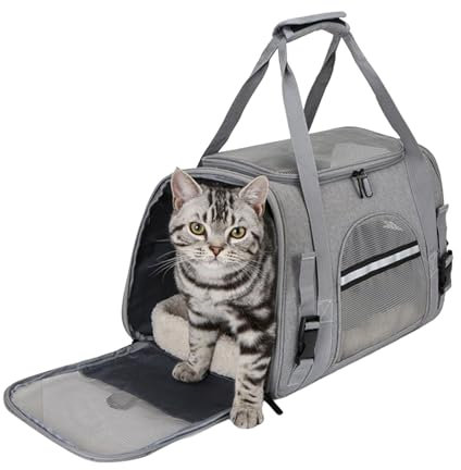 YUYTE Haustiertragetasche, Tragbare Katzentragetasche, Katzentransportbox mit Abnehmbarem Plüschkissen, Katzentransporttasche für Kleine Hunde und Katzen, Atmungsaktive Tasche für Haustierreisen