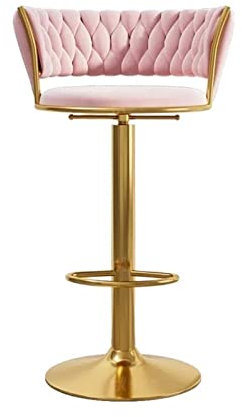 GLigeT Barhocker Haushalt Bar Rezeption Drehbarer Hochstuhl Mit Rückenlehne Verstellbarer Hochhocker (65-80 cm) Thekenhocker(Pink)