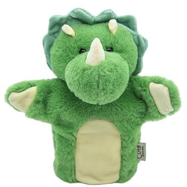 Cute Since 1999 Handpuppe für Kinder ab 0 Monate - Handpuppe für Junge & Mädchen - Sachen & Geschenk für Neugeborene - Puppentheater Kinder - 20 x 15 cm (Grüner Dinosaurier)