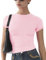 T- Shirts Femmes Basique À Manches Courtes Slim Fit Doux Crewneck Crop Y2k Tees D’été Extensible Mignon Tops Rose Clair XXL