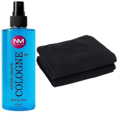 Combo set offer Black Barber Salon Towel Pack of 1 and Aftershave Cologne Marine Flavour 400ml by NMB Beauty (Free)