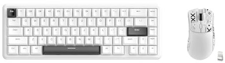 ATTACK SHARK Rapid Trigger Gaming Keyboard & Mouse Combo, X65 HE Wired Magnetic Switch Keyboard and R1 Wireless 59g Superlight Mouse w/Anti-Slip Grip (8000Hz, RT 0.01mm, RGB, 65hrs Battery)-White