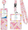 Porte Badge Tour de Cou 2 Pcs Porte-Badge avec Portant Cordon Pour Porte Badge Carte d'Identification Protege Carte Bancaire Carte de Bureau Porte Carte Bus (Cherry blossom)