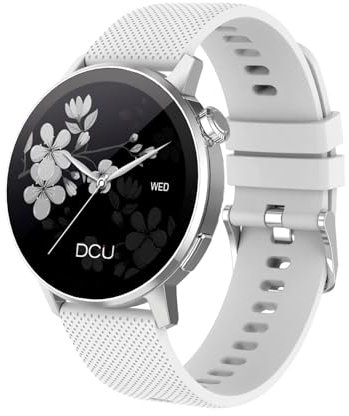 DCU TECNOLOGIC Smartwatch da donna con GPS integrato e chiamate Bluetooth, display AMOLED da 1,34 pollici, assistente vocale, oltre 130 modalità sportive, altimetro, barometro e bussola integrati