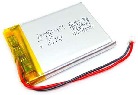 Batteria ai polimeri di litio innCraft Energy 800mAh 3,7 V, 44 x 34 x 5 modello IN503443 2P Molex 51021-020 Connettore 1,25 mm