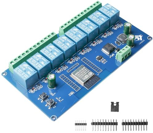 ESP 8-Kanal Relais Modul, WiFi Bluetooth BLE Modul ESP-32-Relais Entwicklungsboard, DC 5-30V Stromversorgung Relais für ESP-Sekundärentwicklungsboard（LC-Relay-ESP-8R-D5)