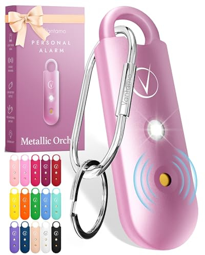 Vantamo Personal Alarm for Self Defense with Low Battery Notice, Strobe Light & Extra Loud 130 dB Double Speakers Safety Keychain Set for Women, Rechargeable Panic Button for Womens Self Defense
