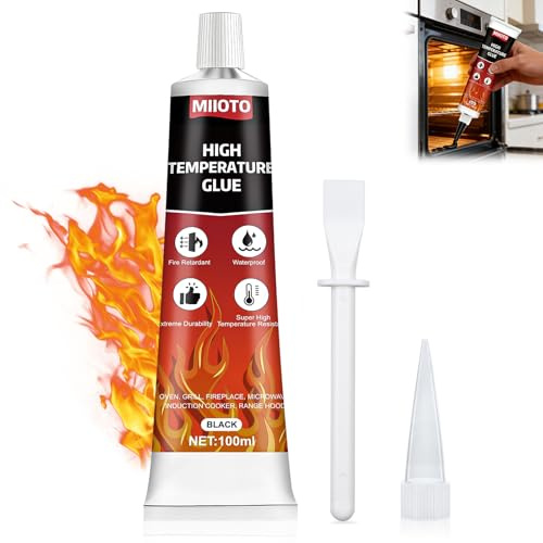 Heat Resistant Glue for Oven, 100ML High Temperature Silicone Sealant | Waterproof and Durable, High Temperature Adhesive for Oven Door, Fireplace Surrounds, Microwave & Kitchen Fittings (Black)