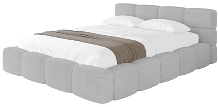 ALTDECOR Polsterbett mit Bettkasten und Lattenrost, Bett mit Kopfteil, Boxbett ohne Matratze, Doppelbett mit Stauraum - NATA-v1 160x200 Grau