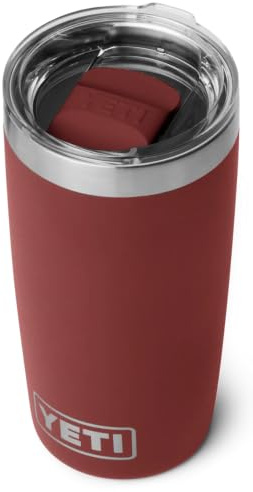 YETI Rambler 10 oz (295 ml) Tumbler with Removable Magslider Lid, Stainless Steel Vacuum Insulated Coffee Cup, Stag Red