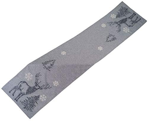 Raebel Tischdecke Weihnachten Tischläufer Läufer Hirsch Weihnachtsdecke Grau 40x175