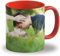LOOXIS Mug personnalisé, à créer soi-même, à partir de sa photo + texte, différentes couleurs -Idée de cadeau anniversaire, mariage - impression panoramique sans bordure possible, 325ml.Rouge