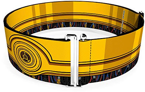 Buckle-Down Gürtel Damen Cinch Star Wars C3PO Drähte Begrenzung Gelb Schwarz Mehrfarbig Erhältlich In Verstellbare Größen, Star Wars C3-Po, 3 x 52