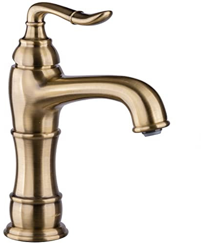 PaulGurkes Nostalgie Waschtischarmatur Messing-Farbe Wasserhahn Bronze Retro Mischbatterie Bad-Armatur Antik Misch-Hahn Retro-Armatur
