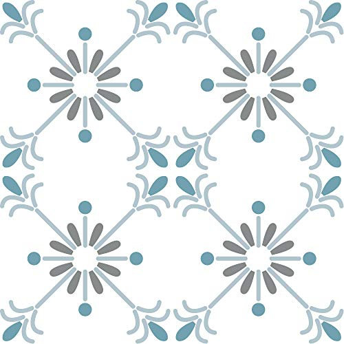 [ Adhésifs pour Carreau Sol ] - Carrelage adhésif mosaique I Autocollant Carreau Ciment - Décoration de Sol pour Salle de Bain et Cuisine I Motif : OCEAN'S BLUE - 30x30 cm – Vendu à l’unité