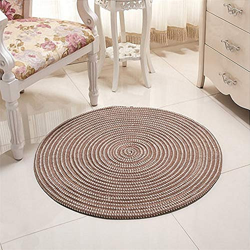 Nicole Knupfer Handmade Geflochten Rund Teppich für Wohnzimmer, Schlafzimmer, Badezimmer, Kinderzimmer Tatami (Dunkles Kamel, 60x60cm)
