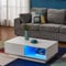 Panana Wooden Coffee Table with Storage Drawer and Shelf Wood Sofa Side End Table with LED Lighting Home Office Living Room Furniture (White)