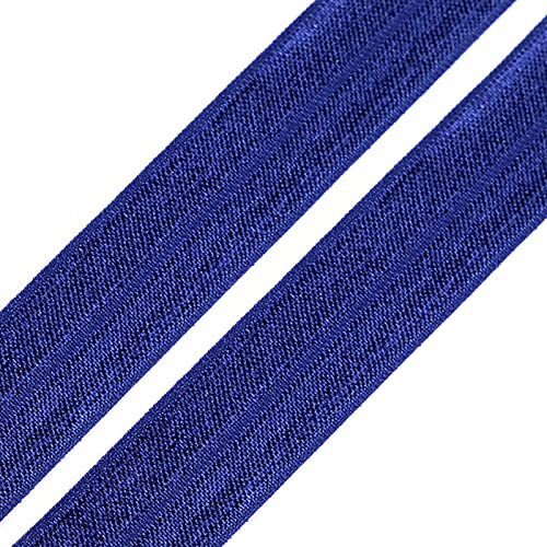 1m Einfassband 20mm hochelastisch 44% Elastan gefalzt Meterware Faltgummi Schrägband Farbwahl, Größe:20mm, Farbe:königsblau glänzend