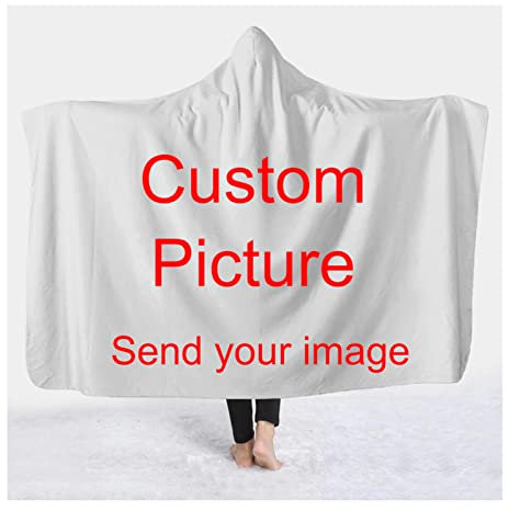JINFU Foto Decken mit Kapuzen Personalisierte,Personalisierte Decke Fotodecke Mit Eigenem Foto,Personalisierte Kuscheldecke mit Namen,Decke mit Ärmeln,Super Geschenk für Frauen (Kid 130x150cm)