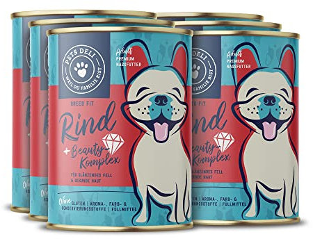 Pets Deli Breed Fit Nassfutter für Hunde mit Rind, Buchweizen, Karotte und Blaubeere ohne Zucker und Gluten 6 x 400g