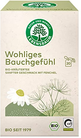 Lebensbaum Wohliges Bauchgefühl, 20 Beutel x 1,5g Kräutertee Goldener Tee für Entspannung mit safter Geschmack mit Fenchel, 100% Bio, Kräuterteemischung