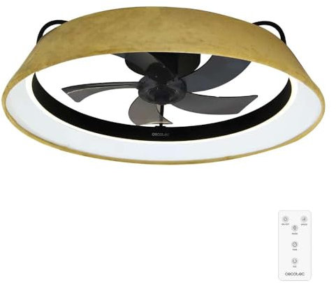 Cecotec Ventilador de Techo con Luz EnergySilence LampAero 600 Green Design. Motor DC 20w, Luz LED, 5 aspas 17 pulgadas, Mando, 6 Velocidades, 3 tonalidades de luz, Temporizador, modo winter/summer