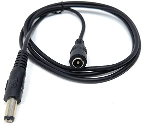 1m 5.5mm x 2.1mm DC Power Plug to Socket Male to Female CCTV LED Modem Router Music Instruments Extension Lead Cable 3.3ft Black