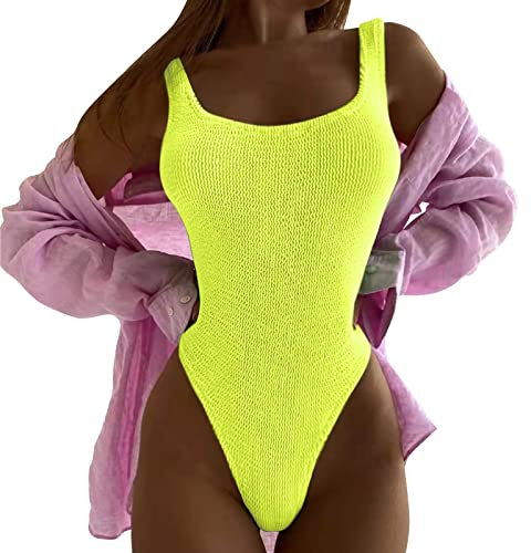 Sunnyuk Vita Alta Costume Piscina Uomo Intero V Tummy Bathing Control Costumi da Bagno Costumi da Bagno con Scollo all'Americana increspati Costumi da Bagno da Donna Costumi Interi Costumo Intero